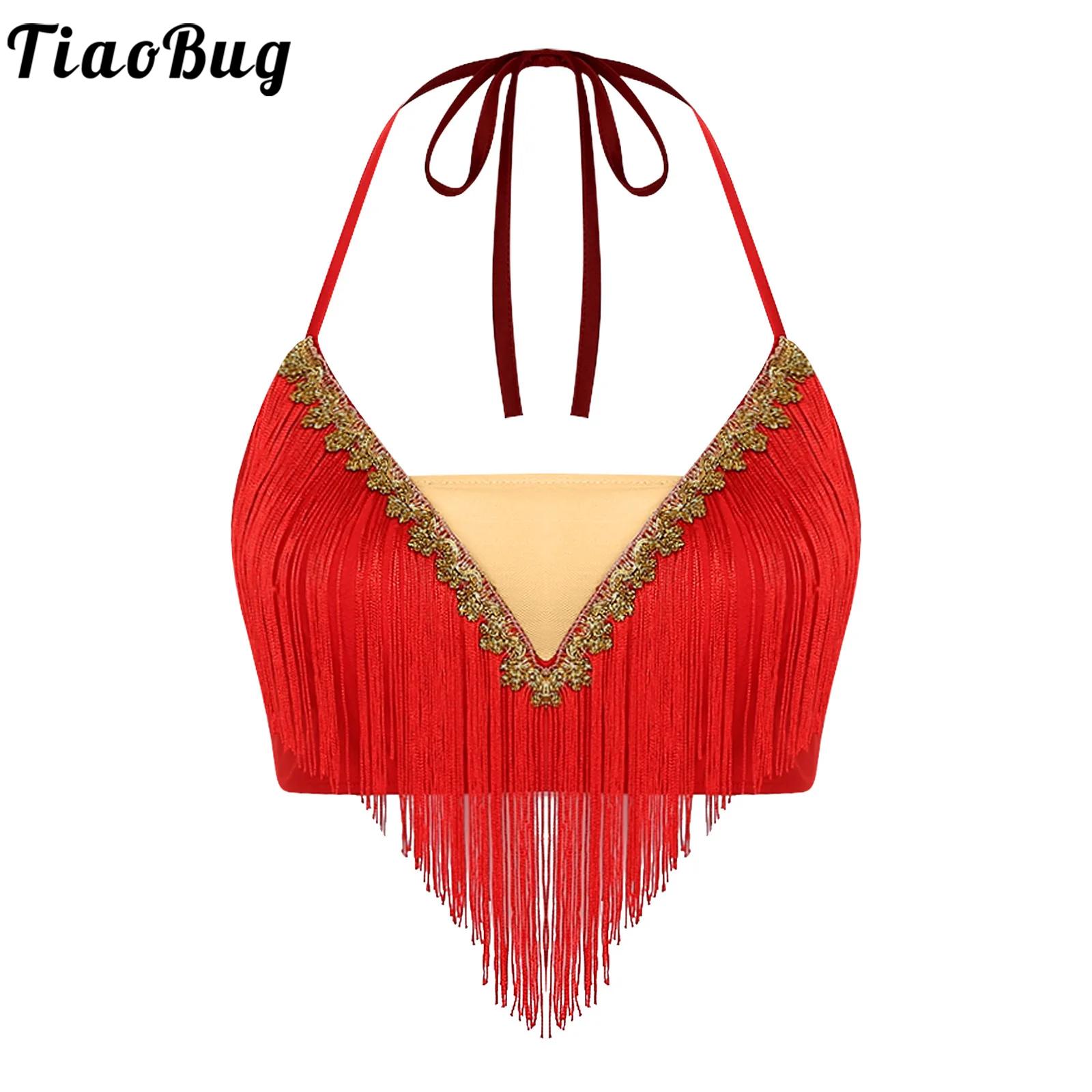 Tassel Fringe Trim - توب قصير للرقص الشرقي للنساء مع