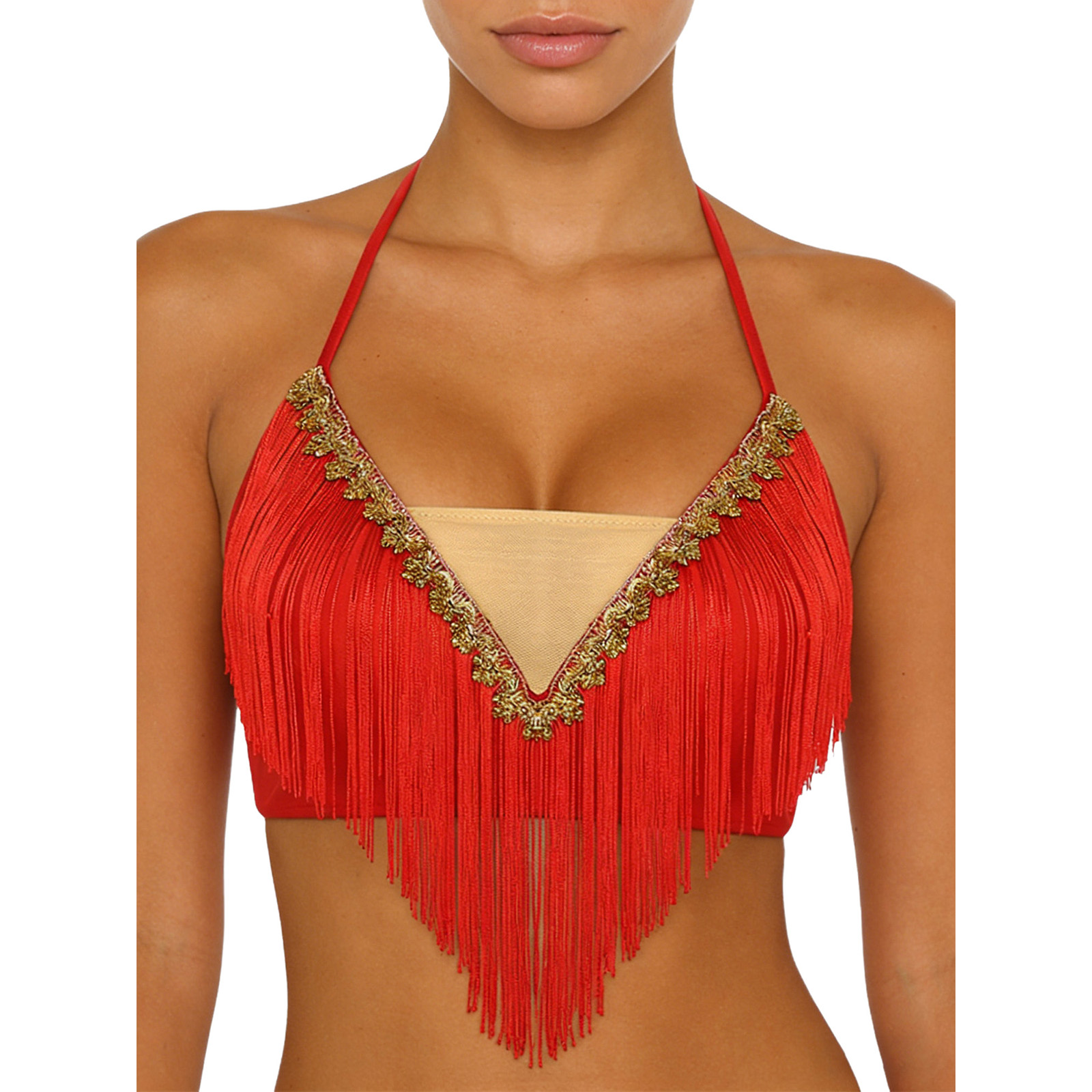 توب قصير للرقص الشرقي للنساء م - مراجعة Tassel Fringe Trim وسعره